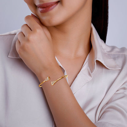 Gold Twirly Diamond Cuff Bracelet