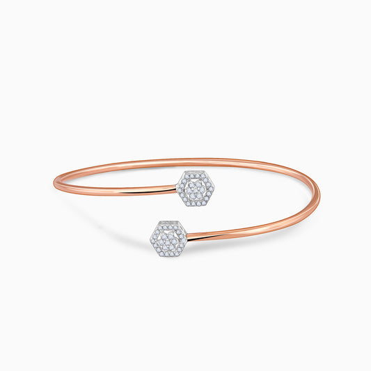 Rose Gold Halo Cuff Lab Grown Diamond Bracelet