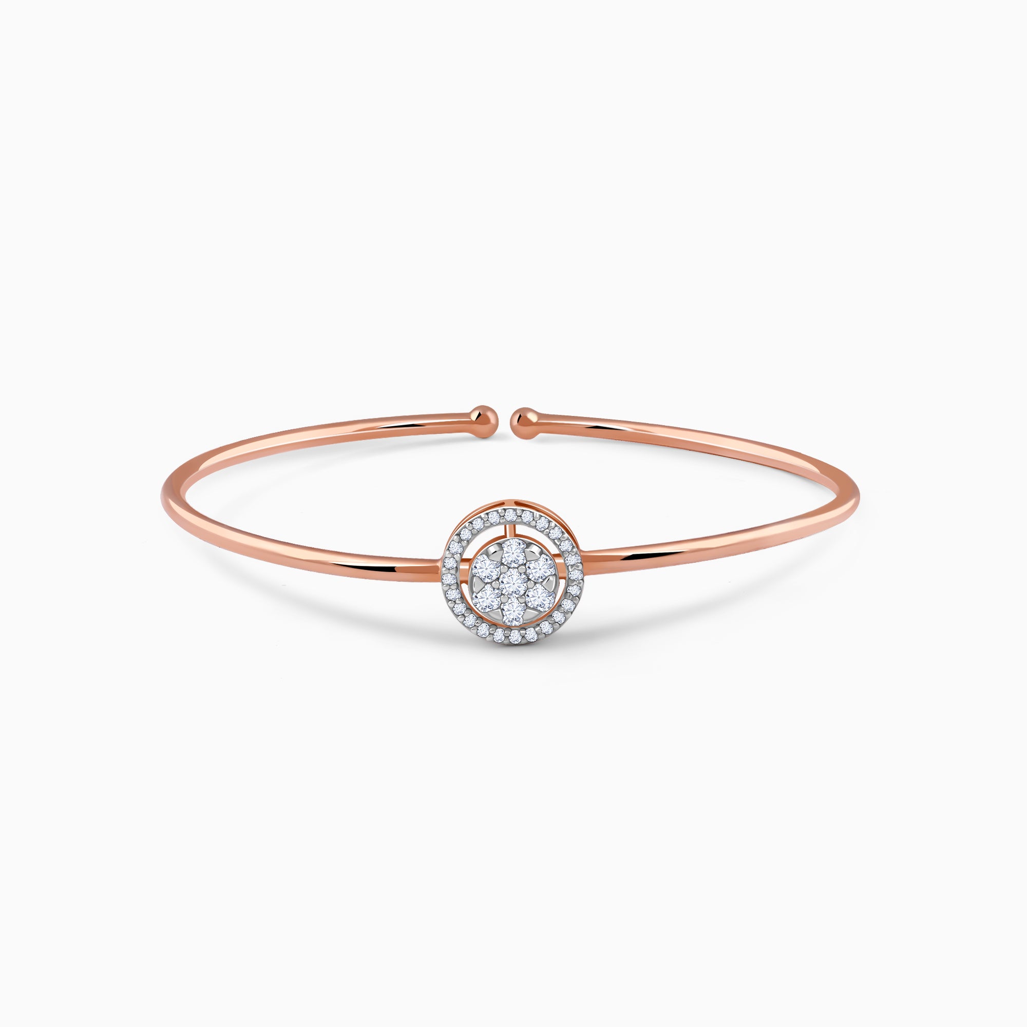 Rose Gold Aster Halo Lab Grown Diamond Bangle - Image 1