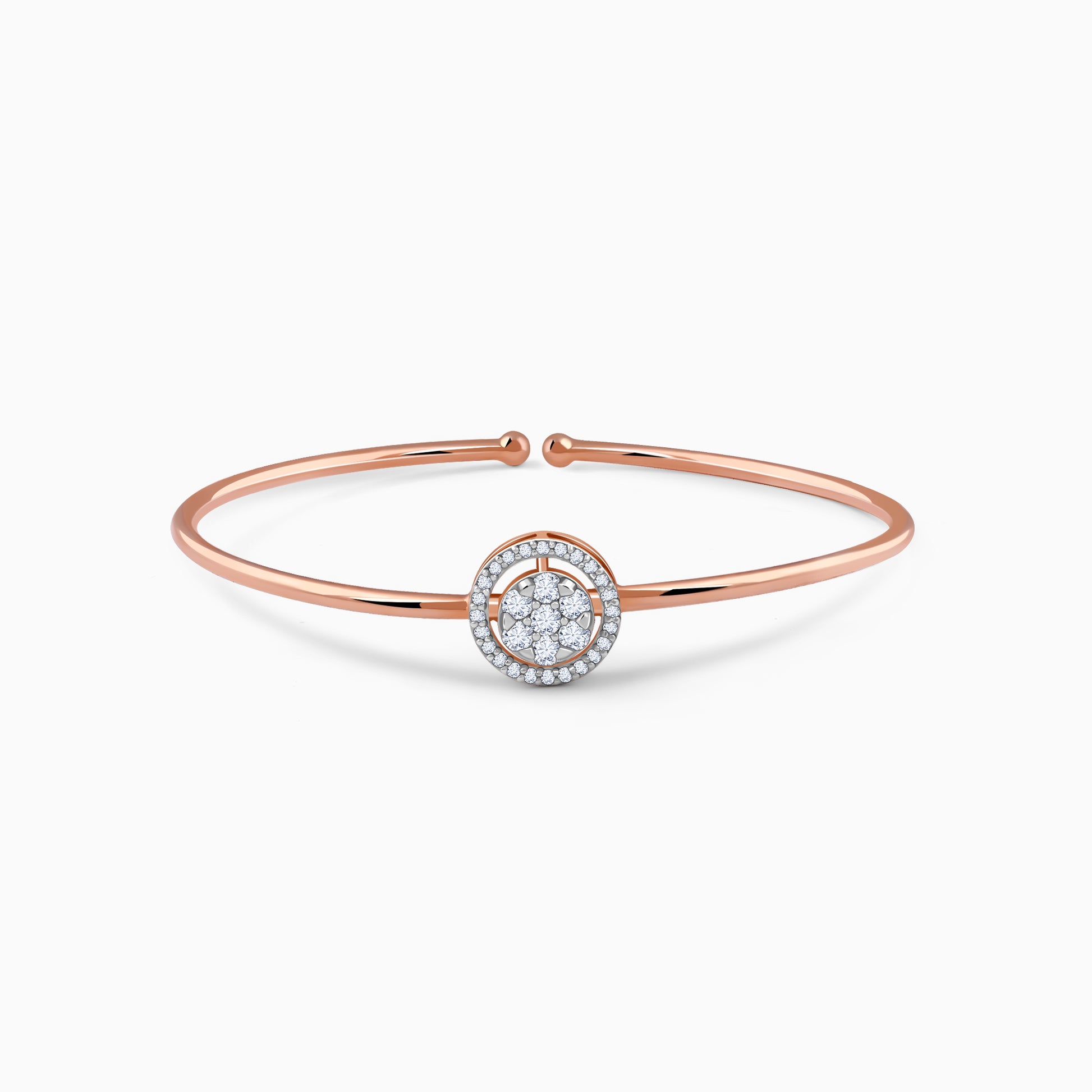Rose Gold Aster Halo Diamond Bangle - rose gold bangle for women