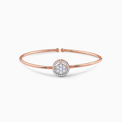 Rose Gold Aster Halo Diamond Bangle - rose gold bangle for women