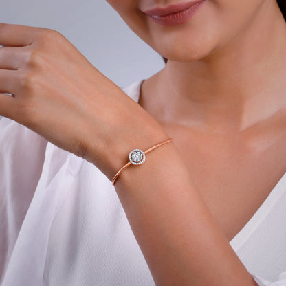 Rose Gold Aster Halo Lab Grown Diamond Bangle