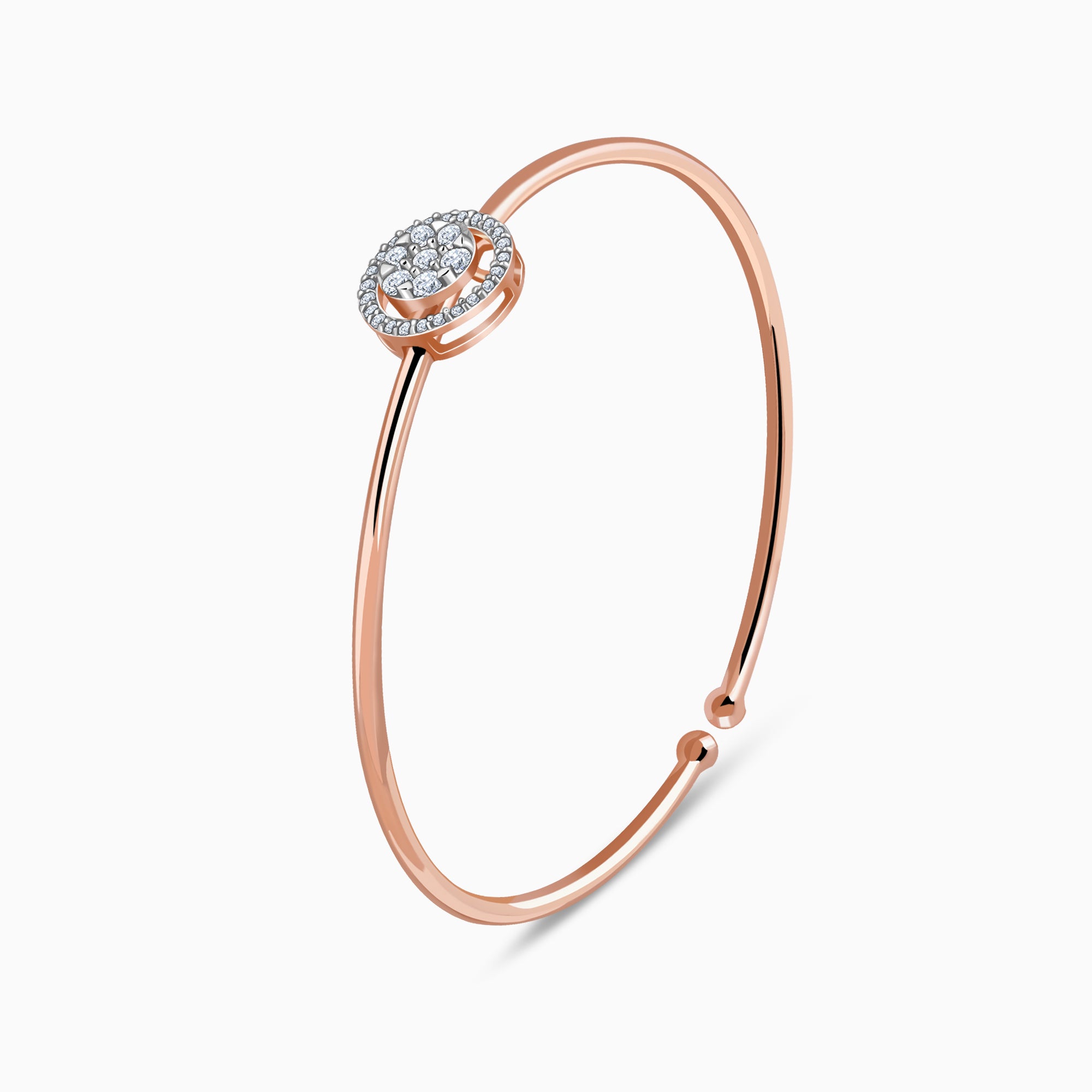 Rose Gold Aster Halo Lab Grown Diamond Bangle - view 4