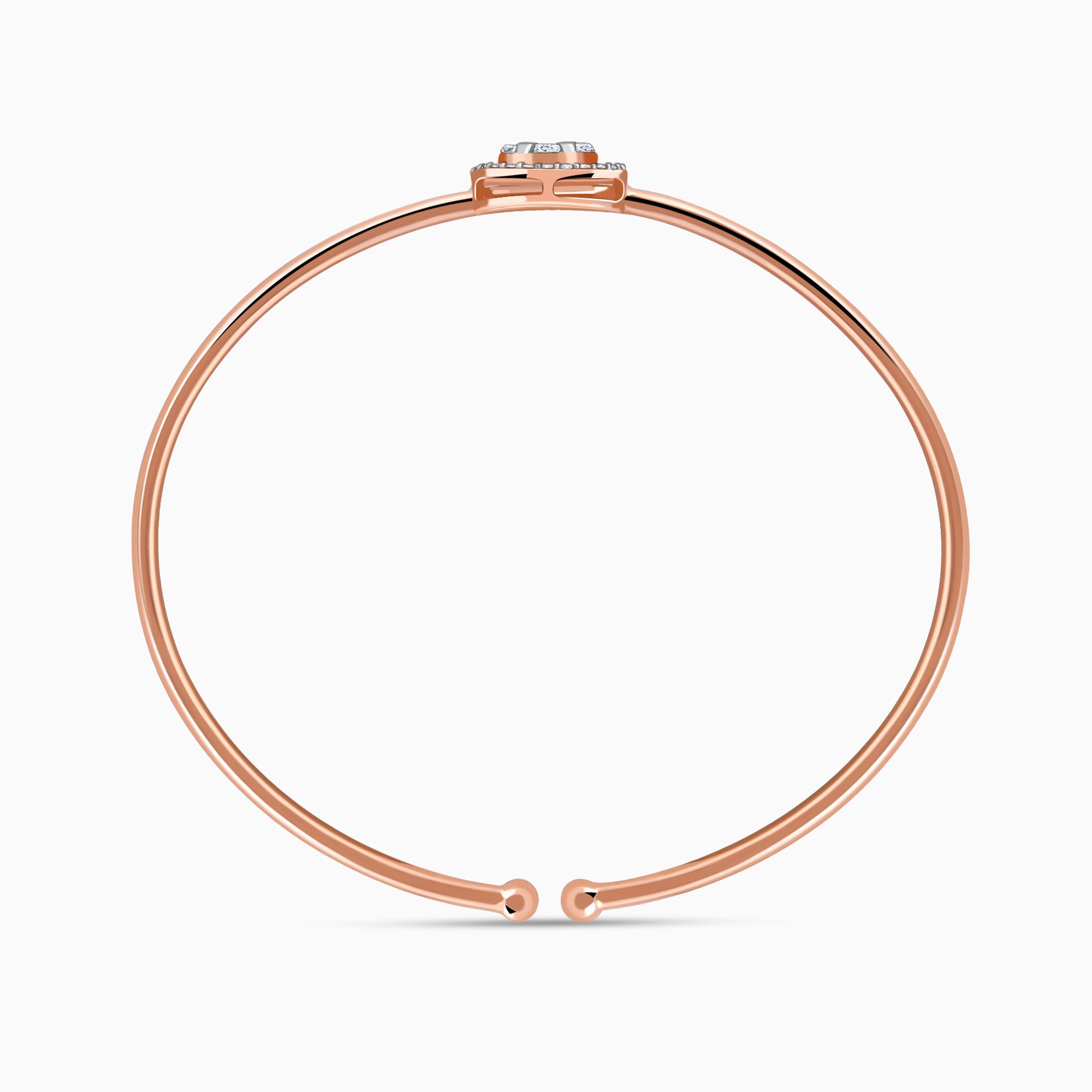 Rose Gold Aster Halo Lab Grown Diamond Bangle - view 5
