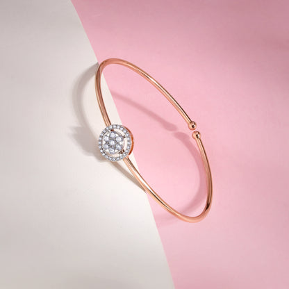 Rose Gold Aster Halo Lab Grown Diamond Bangle