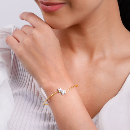 Gold Flora Bloom Lab Grown Diamond Bangle Bracelet
