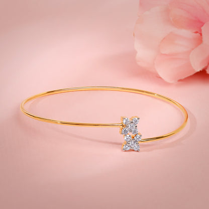 Gold Flora Bloom Lab Grown Diamond Bangle Bracelet