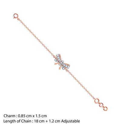 Rose Gold Bow Lab Grown Diamond Bracelet