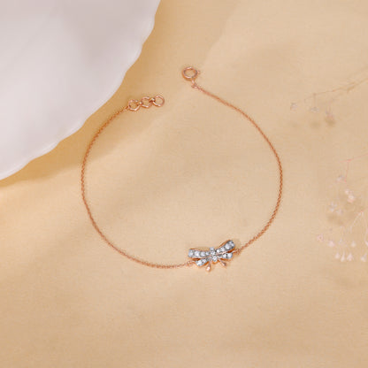 Rose Gold Bow Lab Grown Diamond Bracelet