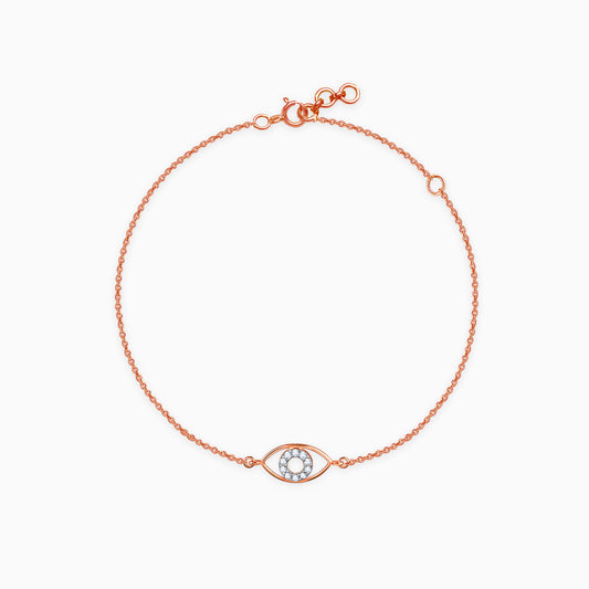 Rose Gold Evil Eye Lab Grown Diamond Bracelet