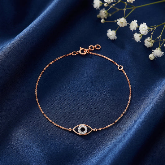 Rose Gold Evil Eye Lab Grown Diamond Bracelet