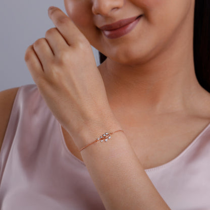 Rose Gold Leaf Lab Grown Diamond Bracelet