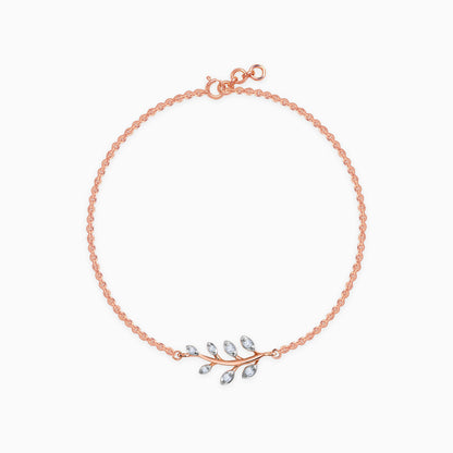 Rose Gold Leaf Lab Grown Diamond Bracelet
