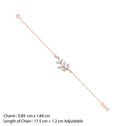 Rose Gold Leaf Lab Grown Diamond Bracelet