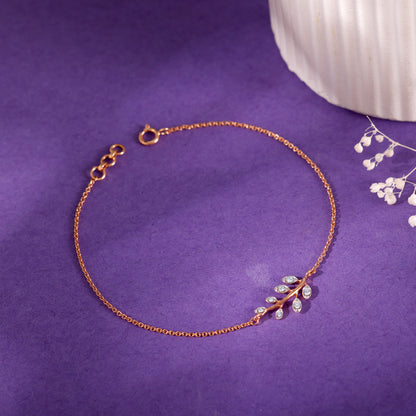 Rose Gold Leaf Lab Grown Diamond Bracelet