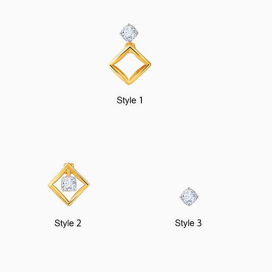 Gold Geometric Radiance Convertible Diamond Earrings
