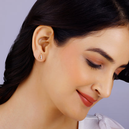 Gold Sparkling Diamond Earrings