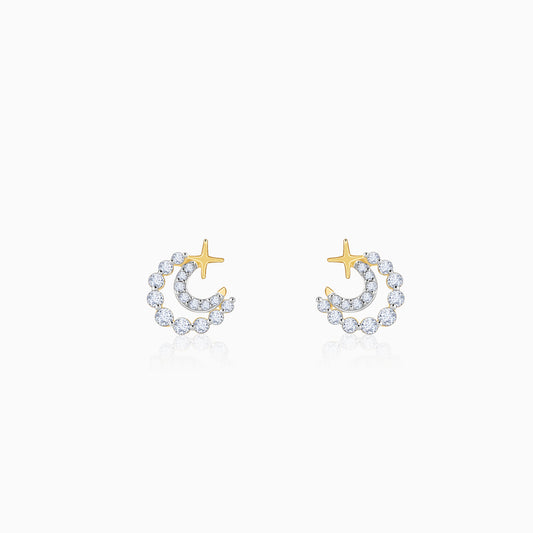 Gold Lunar Charm Lab Grown Diamond Earrings