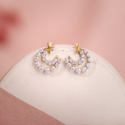 Gold Lunar Charm Lab Grown Diamond Earrings