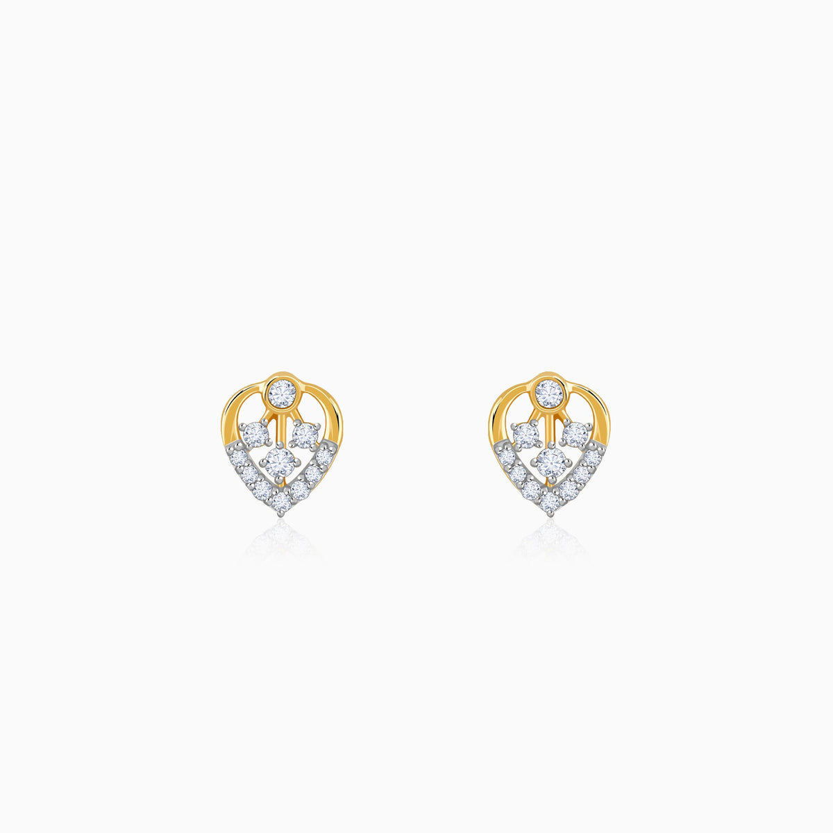 Gold Sleek Leaf Lab Grown Diamond Studs
