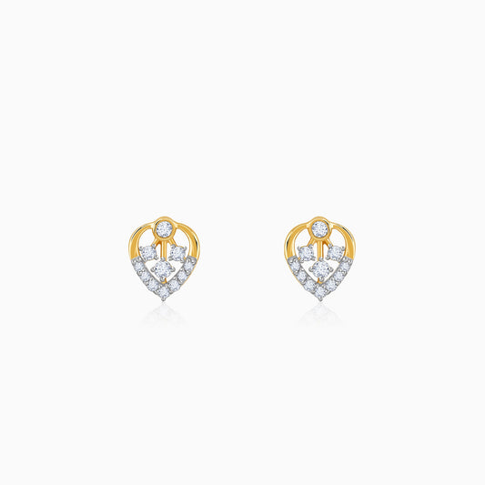 Gold Sleek Leaf Lab Grown Diamond Studs