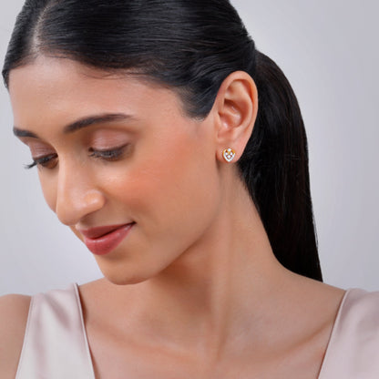 Gold Sleek Leaf Lab Grown Diamond Studs