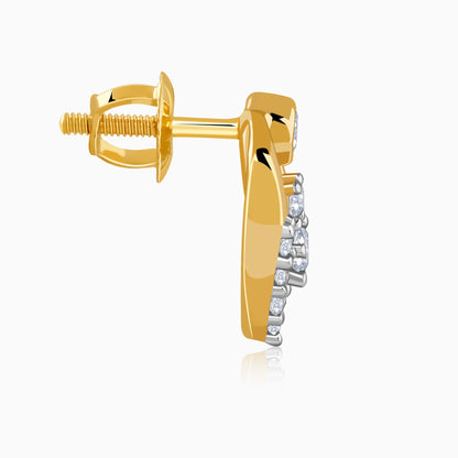 Gold Sleek Leaf Lab Grown Diamond Studs