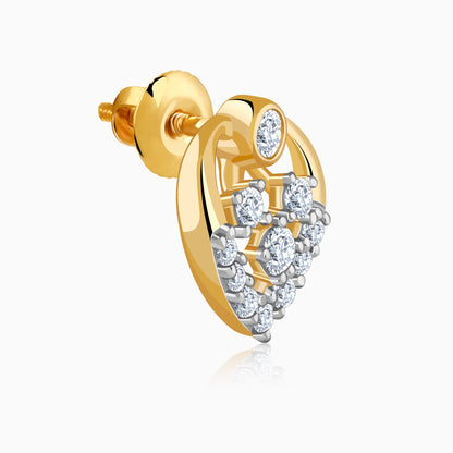 Gold Sleek Leaf Lab Grown Diamond Studs