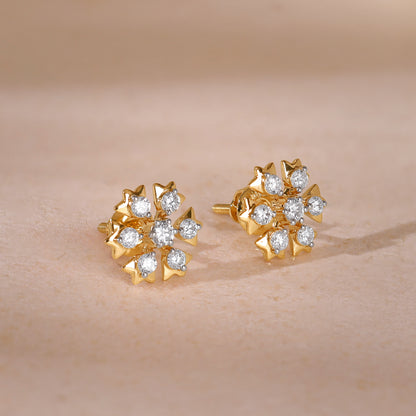 Gold Bloom Bliss Lab Grown Diamond Stud Earrings