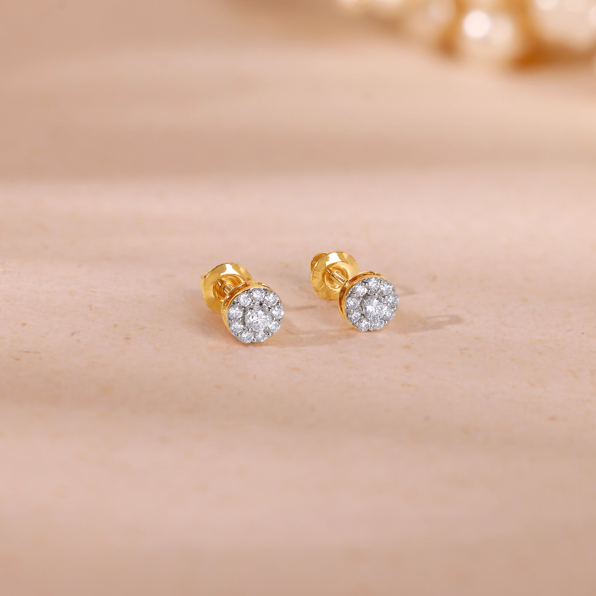 Gold Dayglow Lab Grown Diamond Stud Earrings
