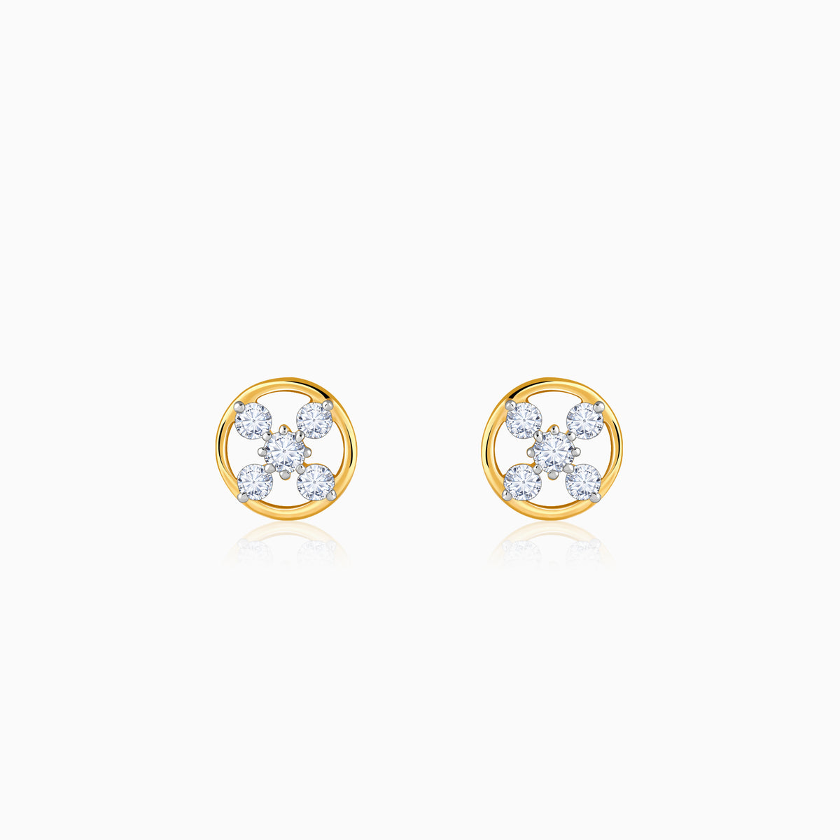 Gold Circle of Cross Lab Grown Diamond Studs