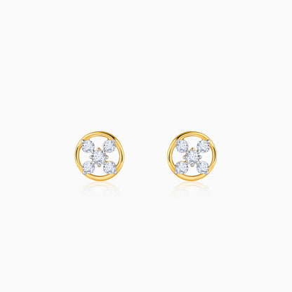 Gold Circle of Cross Lab Grown Diamond Studs