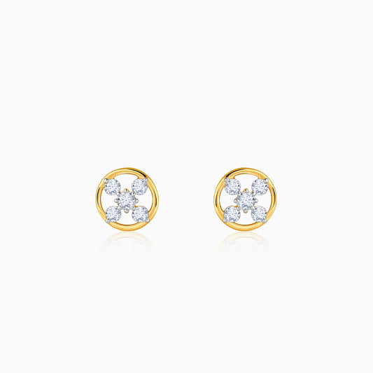 Gold Circle of Cross Lab Grown Diamond Studs