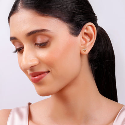 Gold Circle of Cross Lab Grown Diamond Studs