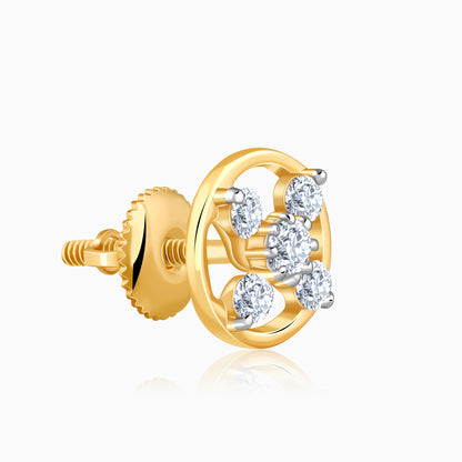 Gold Circle of Cross Lab Grown Diamond Studs