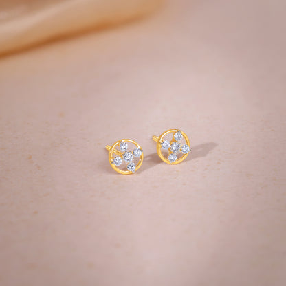 Gold Circle of Cross Lab Grown Diamond Studs