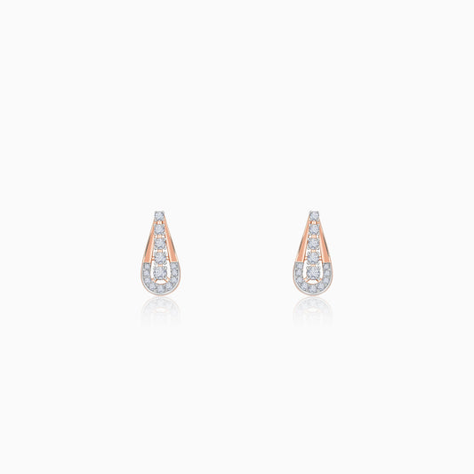 Rose Gold Modern Pear Lab Grown Diamond Earrings