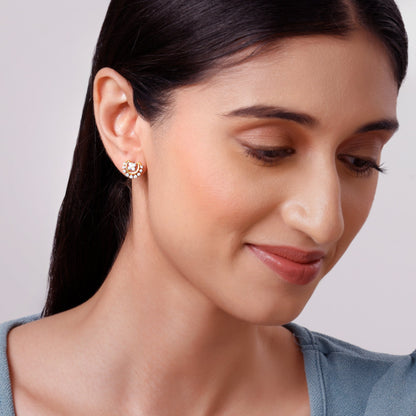 Gold Half Moon Lab Grown Diamond Studs