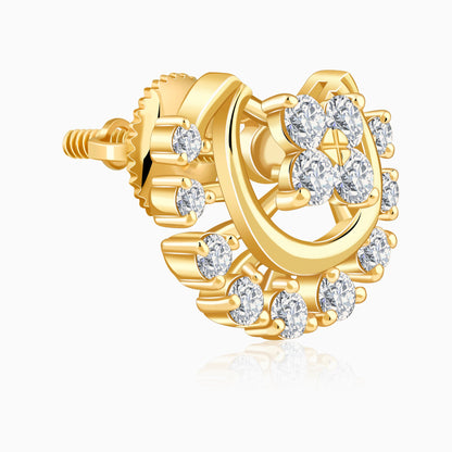 Gold Half Moon Lab Grown Diamond Studs