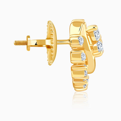 Gold Half Moon Lab Grown Diamond Studs