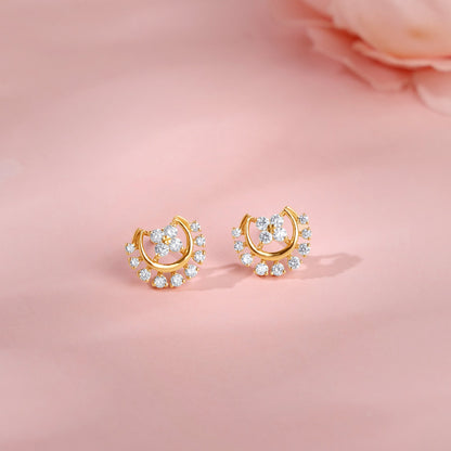 Gold Half Moon Lab Grown Diamond Studs