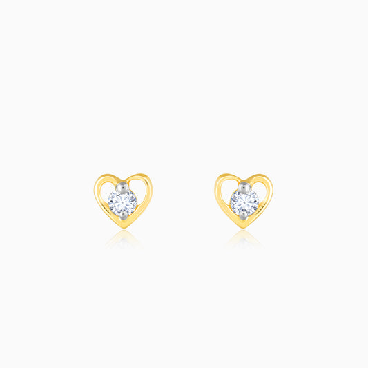 Gold Cute Heart Diamond Earrings