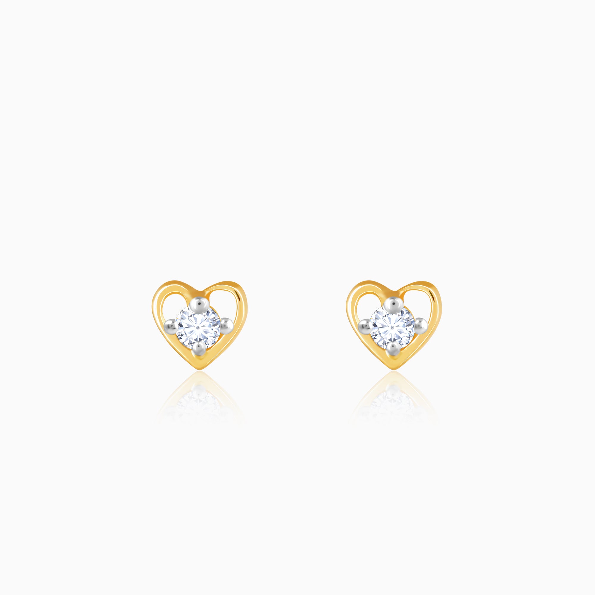 Gold Cute Heart Diamond Earrings