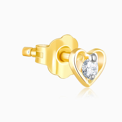 Gold Cute Heart Diamond Earrings