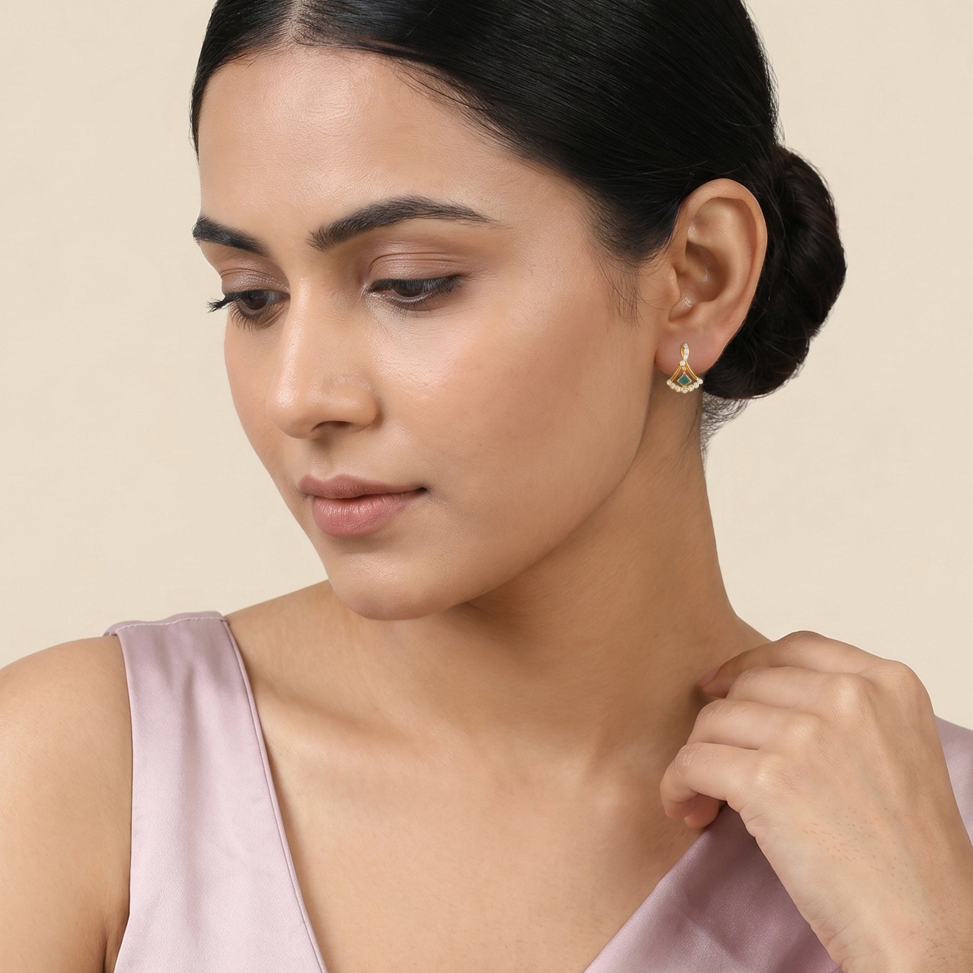 Gold Bellune Fan Lab Grown Diamond Earrings