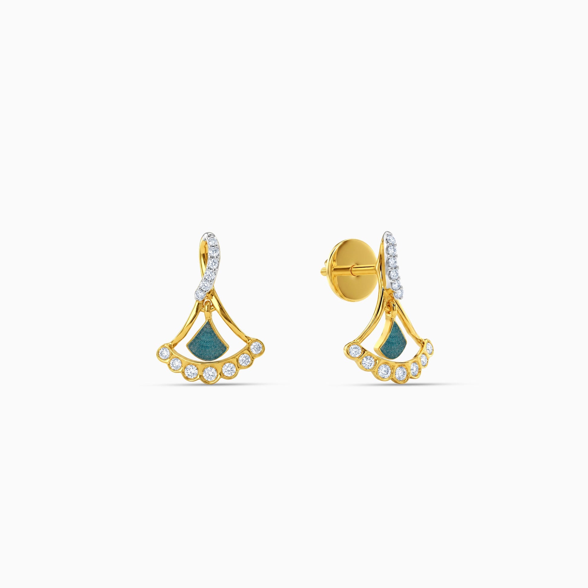 Gold Bellune Fan Lab Grown Diamond Earrings