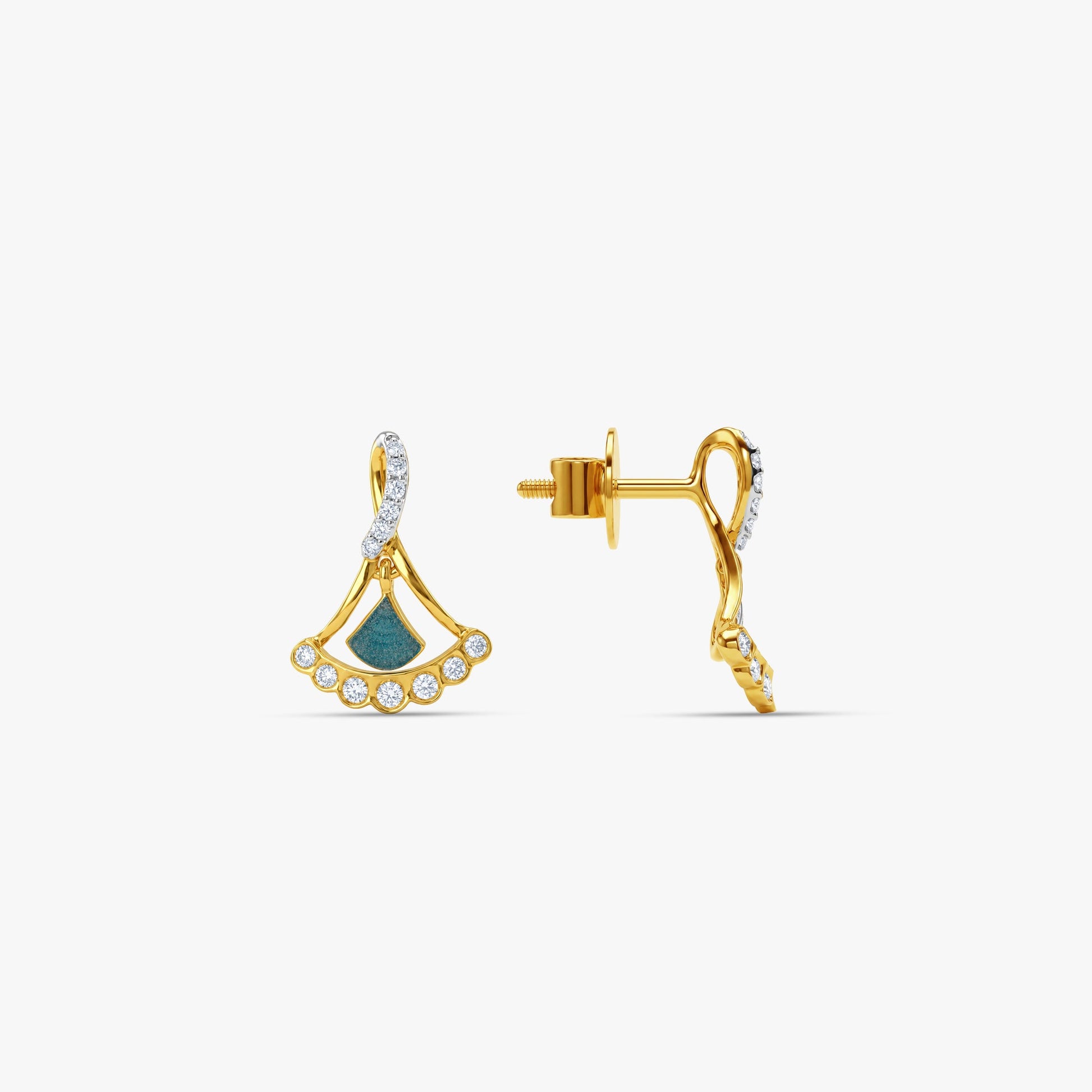 Gold Bellune Fan Lab Grown Diamond Earrings