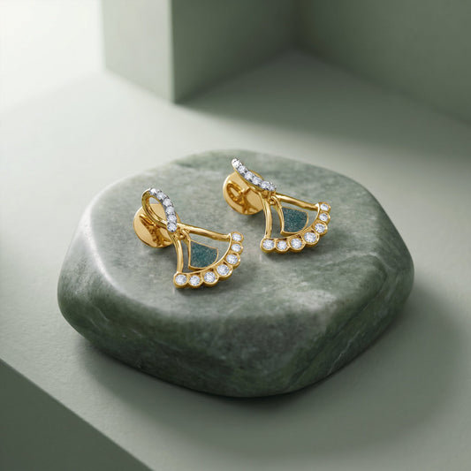 Gold Bellune Fan Lab Grown Diamond Earrings