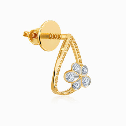 Gold Floral Bloom Lab Grown Diamond Earrings