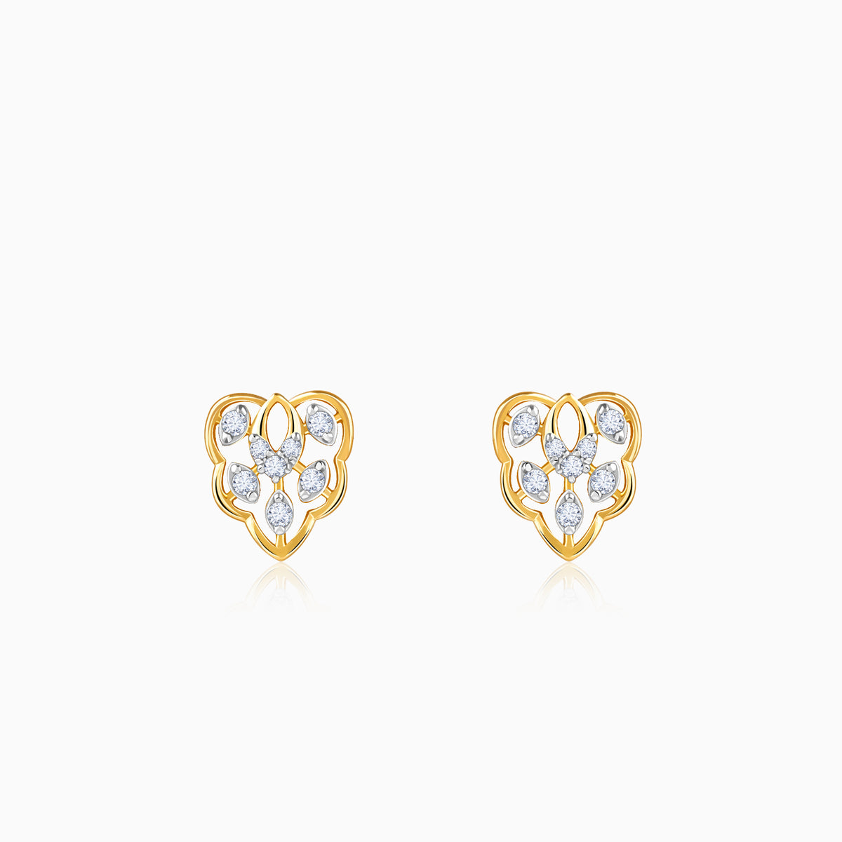 Gold Crystal Lure Lab Grown Diamond Stud Earrings